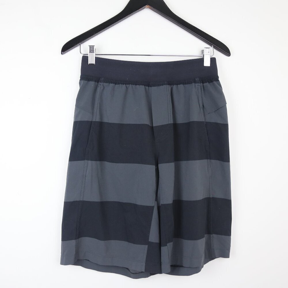 Lululemon T.H.E. Linerless Striped Black Grey Men's Swift Shorts Size XS